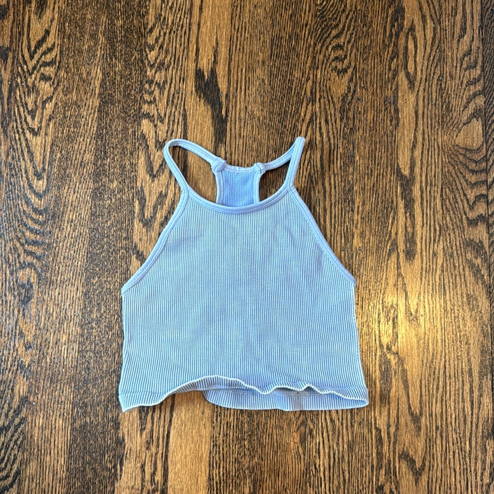 3/$15 Bella Seamless Blue Halter Crop Top